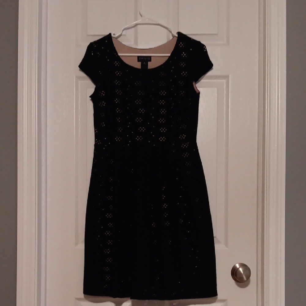 Enfocus Studio Black Eyelet Mini Dress